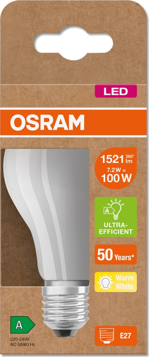 Osram LED Standard LED-glödlampa matt E27, 7,2