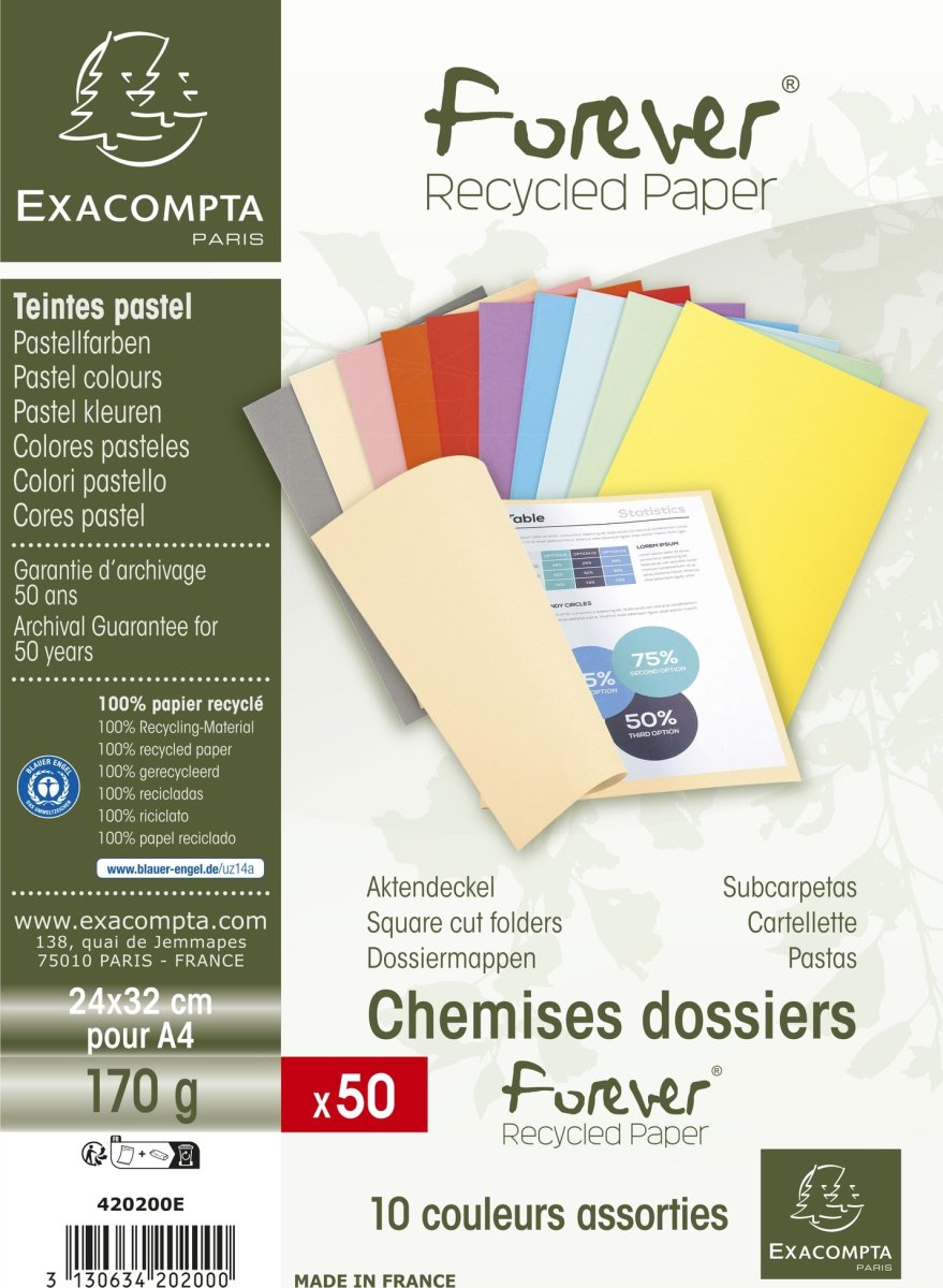 Exacompta Forever Omslag, 170 g, 50 st, ass.