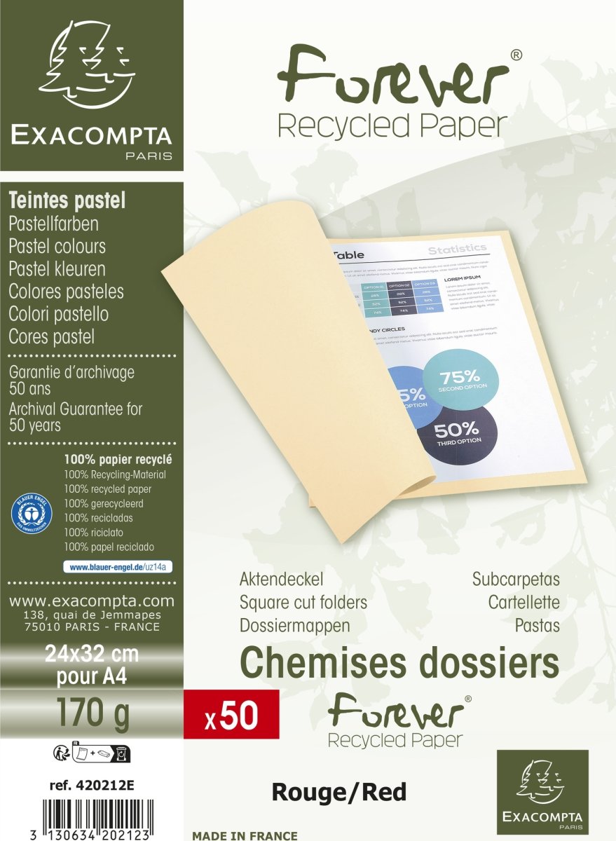 Exacompta Forever Omslag, 170 g, 50 st, röd