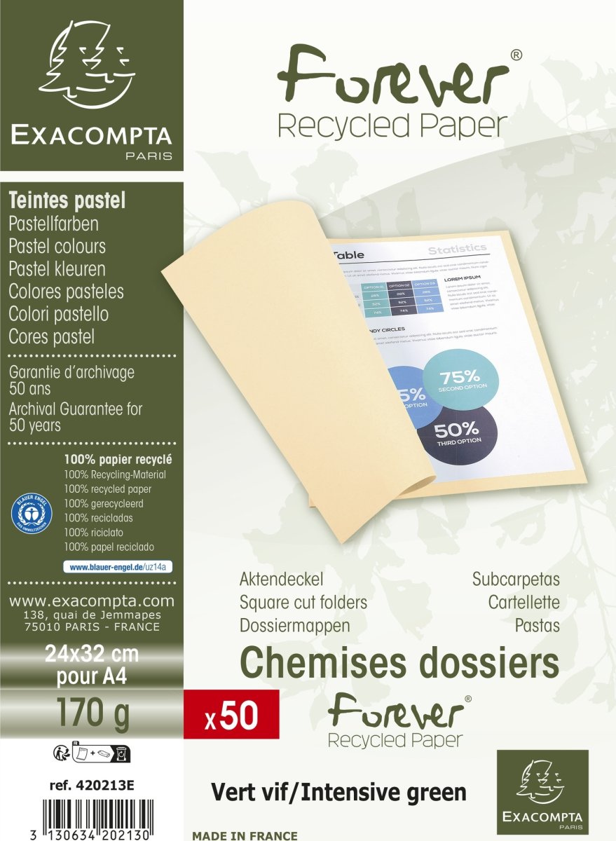 Exacompta Forever Omslag, 170 g, 50 st, Grön