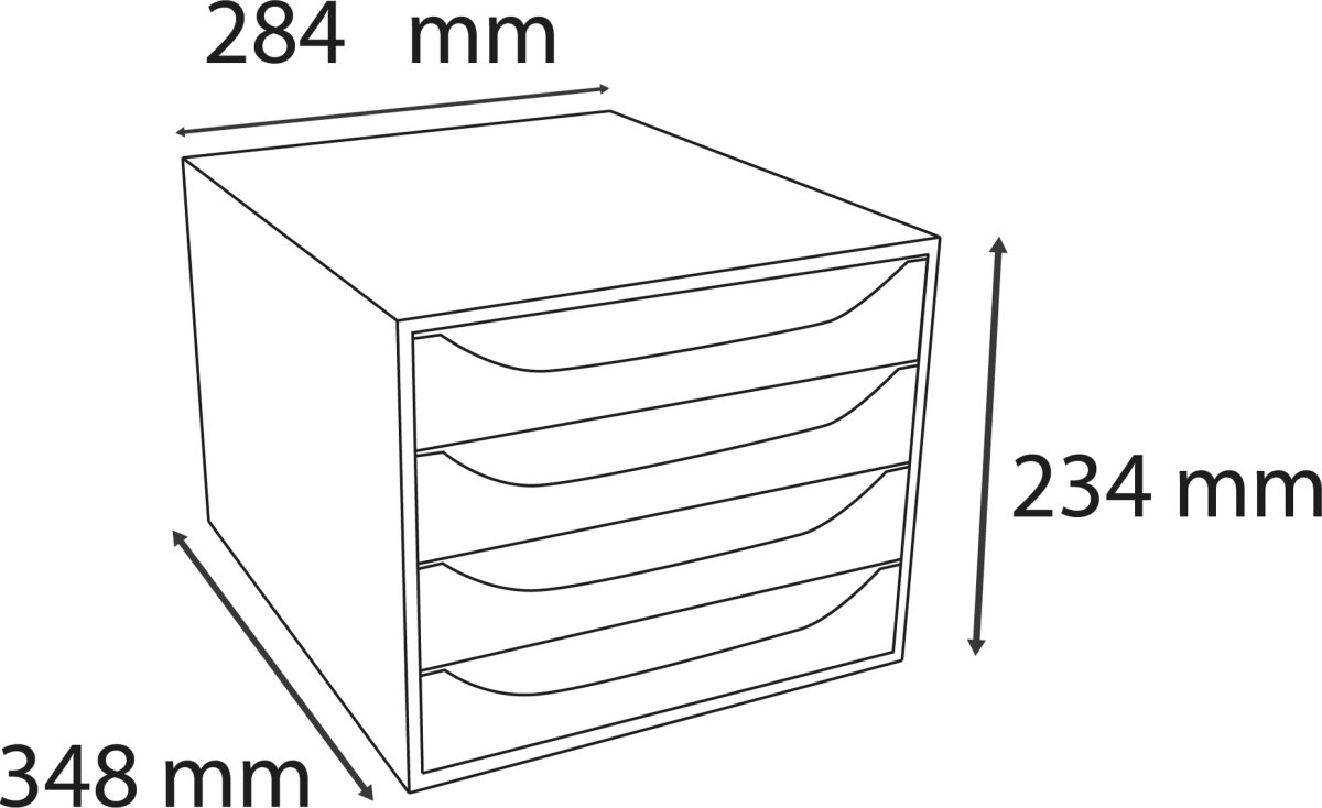 Exacompta Ecobox Skrivbordsbyrå, 4 st, svart/svart