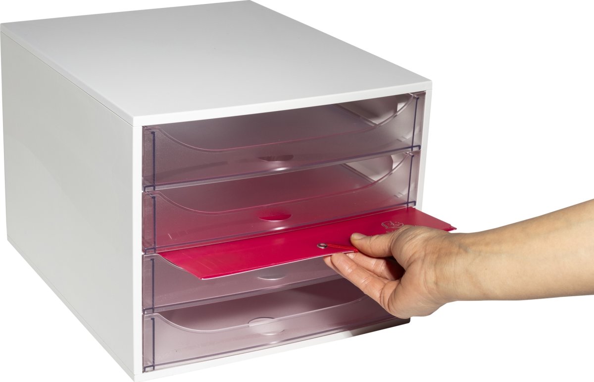 Exacompta Ecobox Skrivbordsbyrå, 4 st, grå/klar