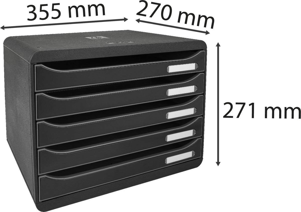 Exacompta Big-Box+ Skrivbordsbyrå, H, 5, svart