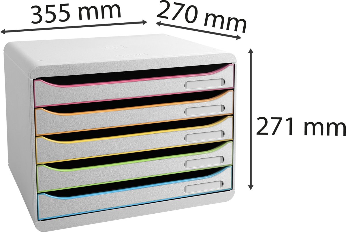 Exacompta Big-Box+ Skrivbordsbyrå, H, 5, vit