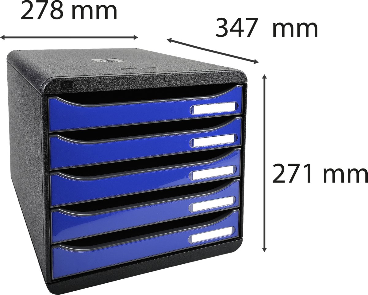 Exacompta Big-Box+ Skrivbordsbyrå, blå/svart