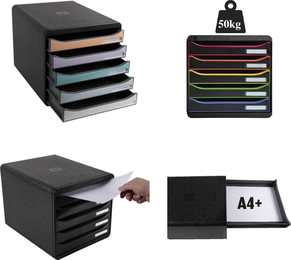 Exacompta Big-Box+ Skrivbordsbyrå, blå/svart