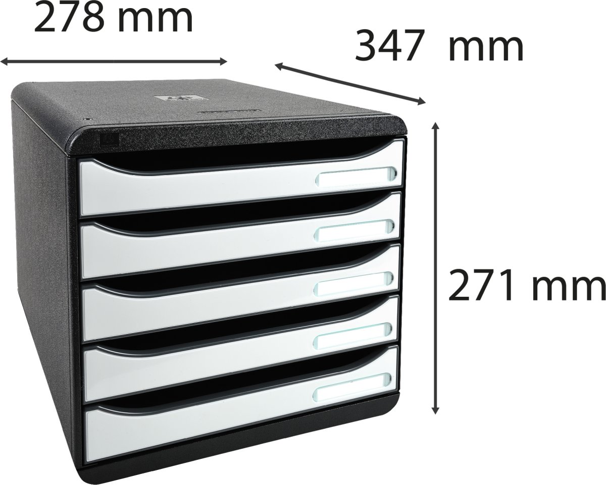 Exacompta Big-Box+ Skrivbordsbyrå, svart/vit