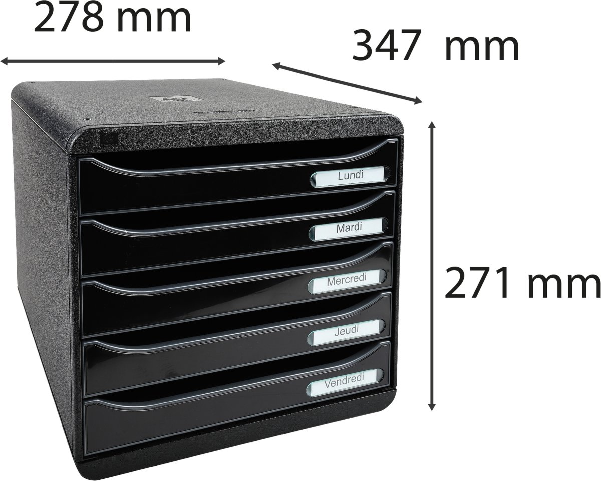 Exacompta Big-Box+ Skrivbordsbyrå, svart/svart