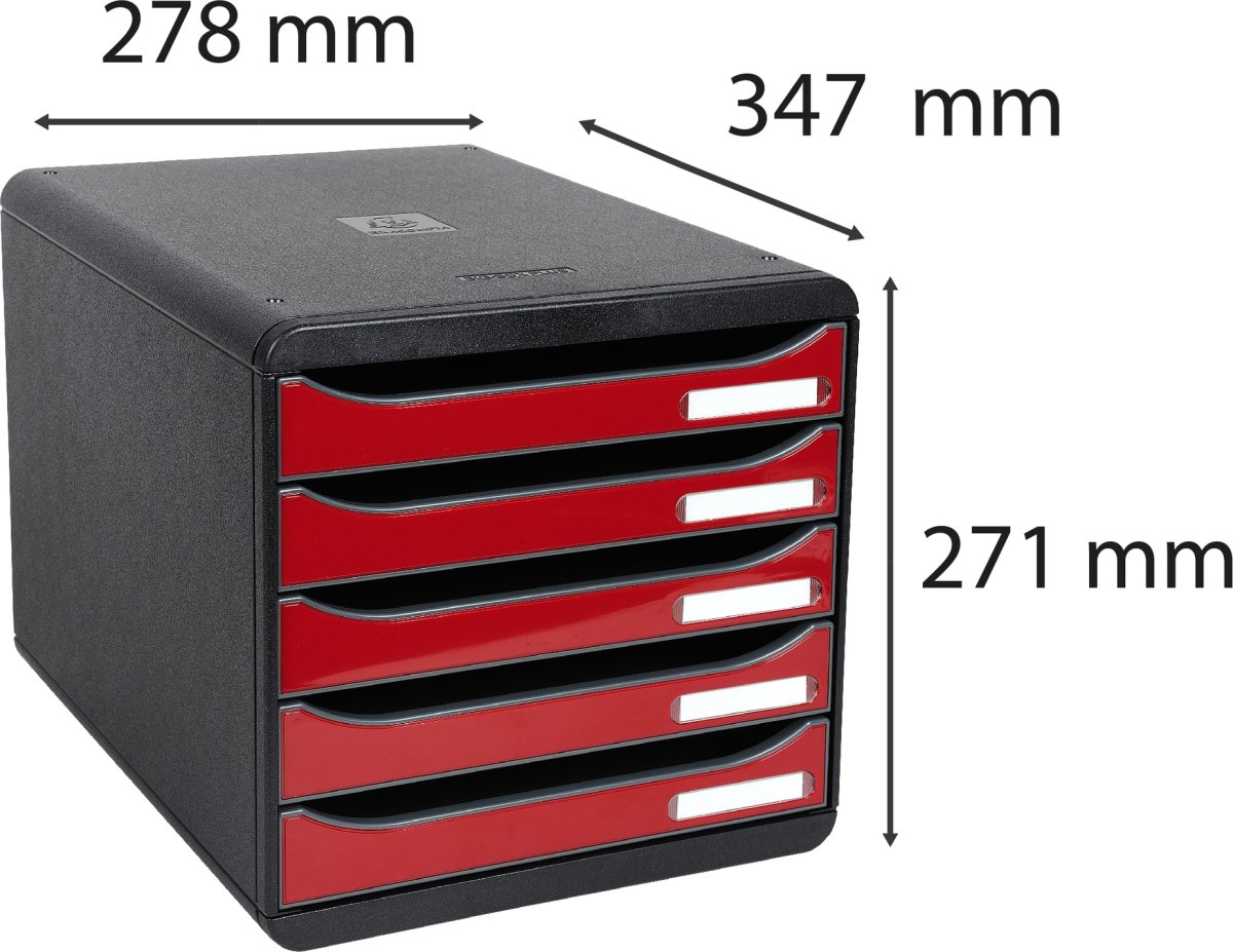 Exacompta Big-Box+ Skrivbordsbyrå, röd/svart