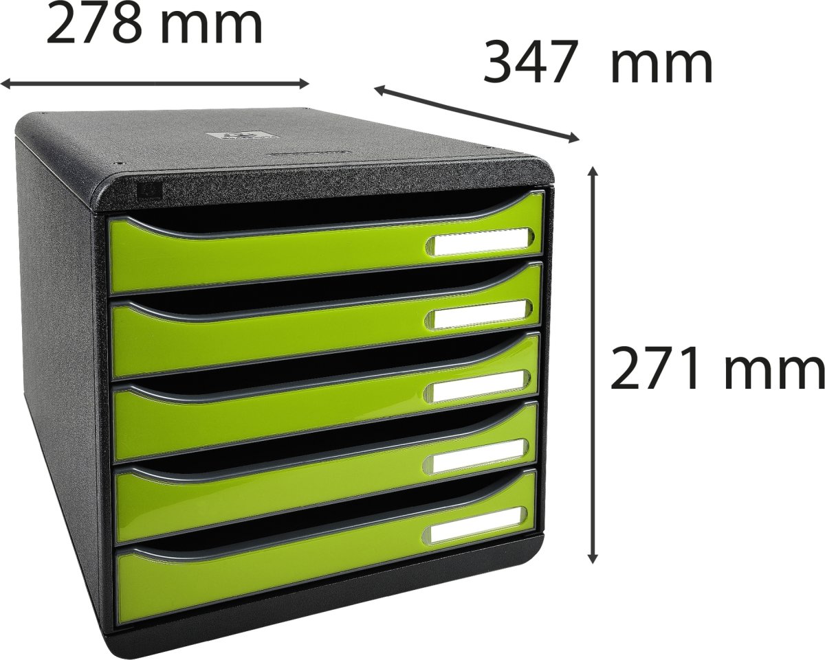 Exacompta Big-Box+ Skrivbordsbyrå, svart/ljusgrön