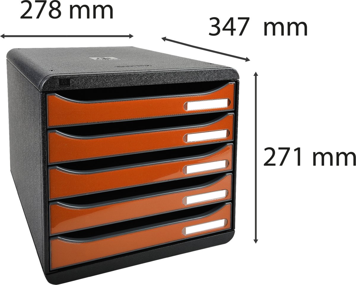 Exacompta Big-Box+ Skrivbordsbyrå, svart/orange