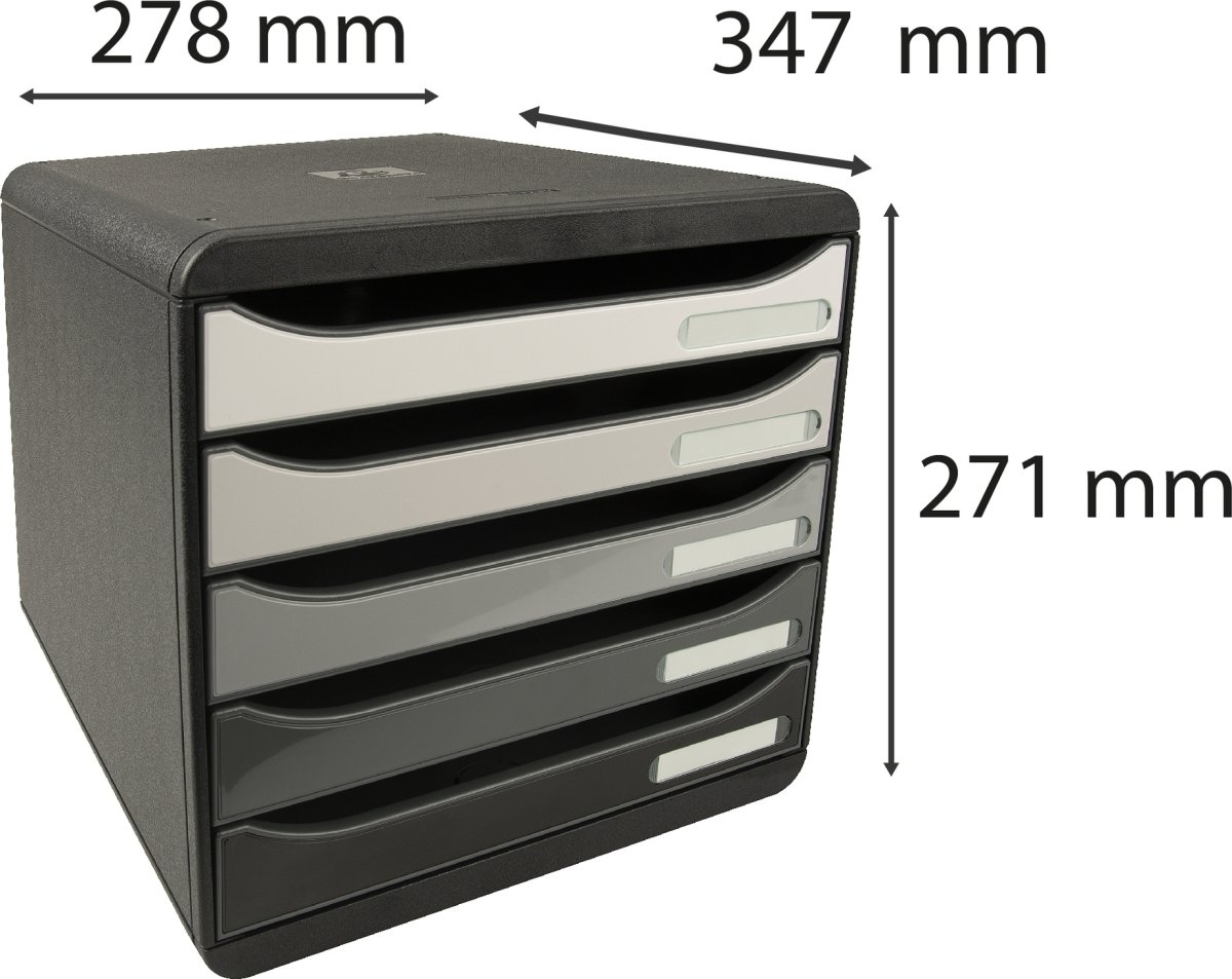Exacompta Big-Box+ Skrivbordsbyrå, svart/grå