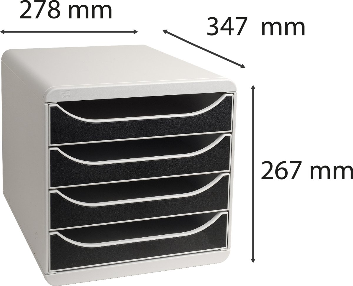 Exacompta Big-Box Skrivbordsbyrå, 4 st, svart