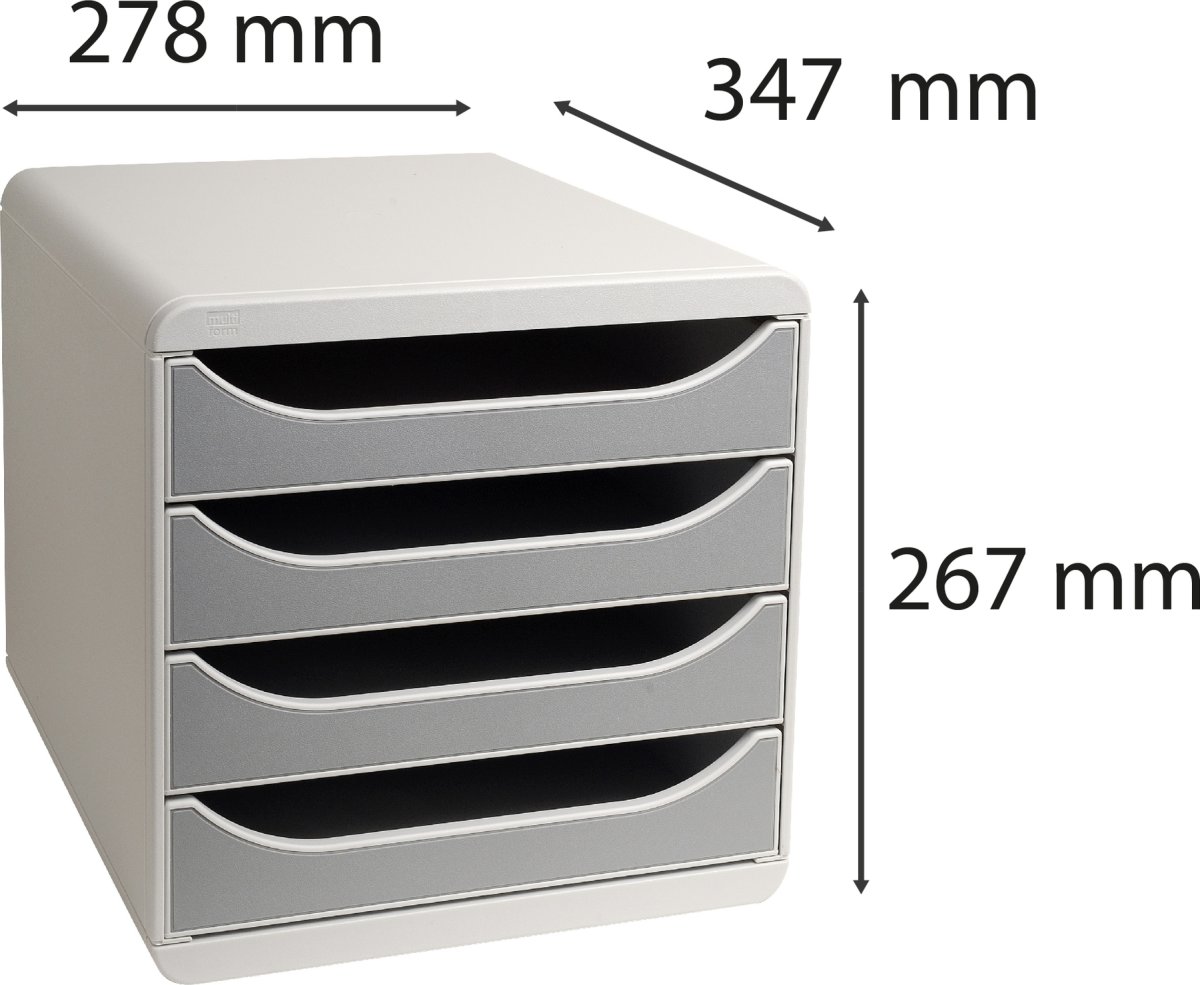 Exacompta Big-Box Skrivbordsbyrå, 4st, ljusgrå/grå