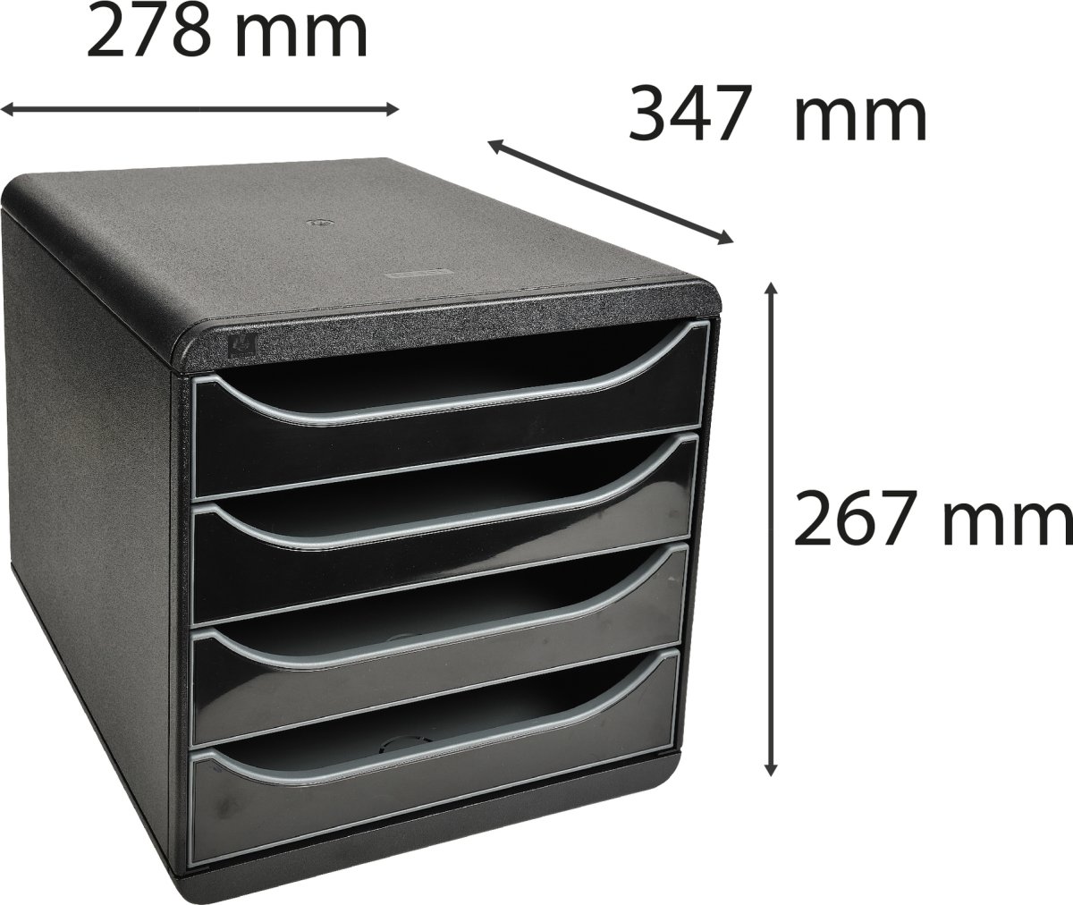 Exacompta Big-Box Skrivbordsbyrå, 4st, svart/svart