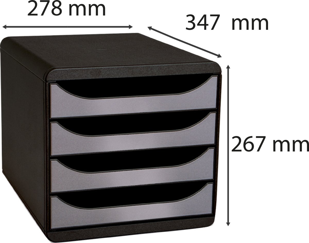 Exacompta Big-Box Skrivbordsbyrå, 4st/svart/silver