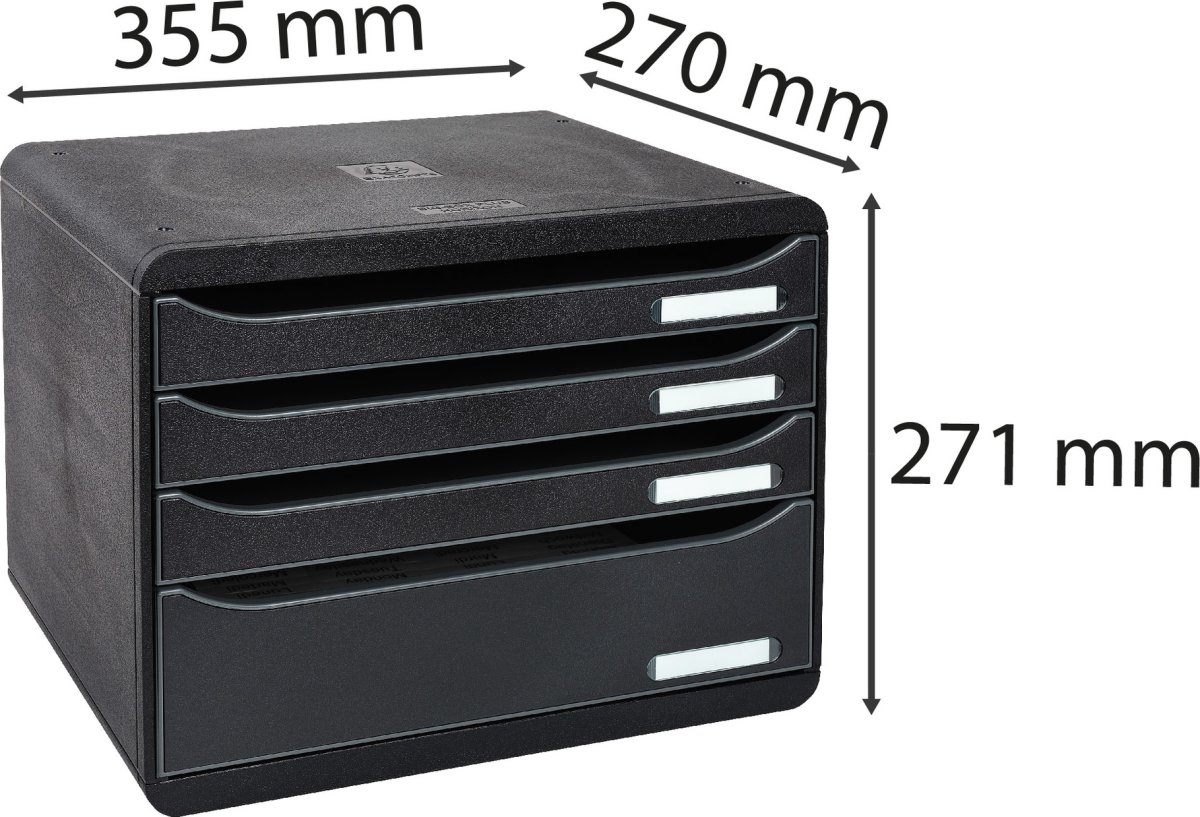 Exacompta Big-Box+ Skrivbordsbyrå, H, 4, svart
