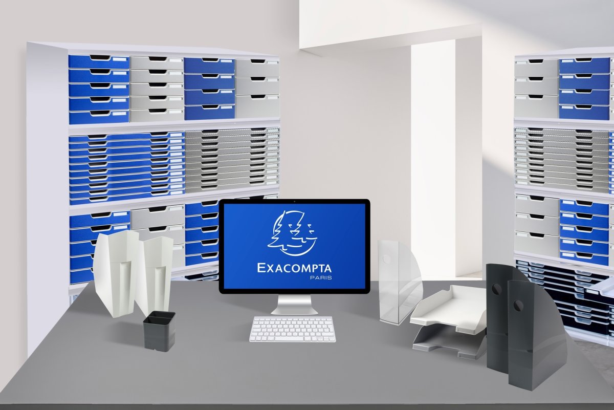 Exacompta Toolbox Skrivbordsbyrå, 3 st, ljusgrå