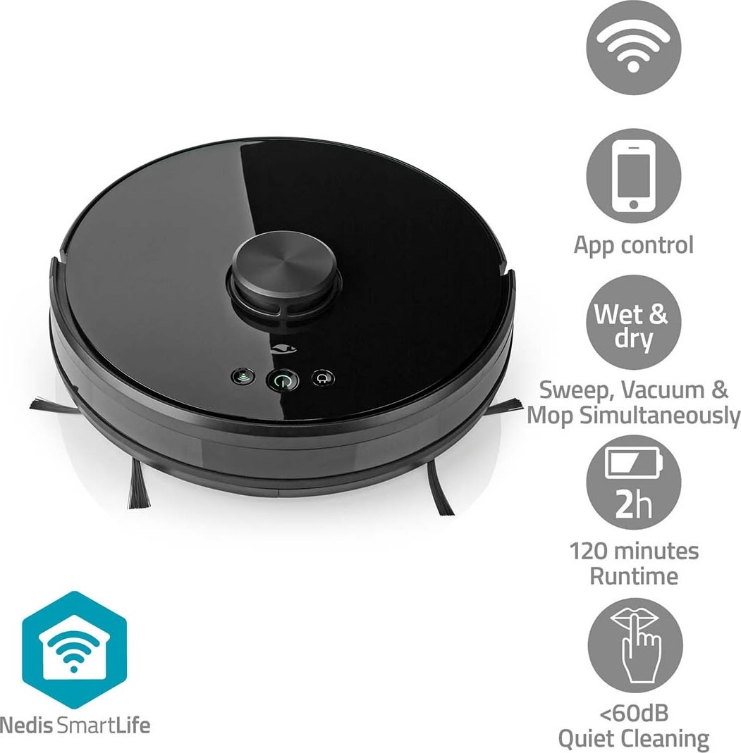 Nedis SmartLife WIFIVCL001CBK Robotdammsug, svart