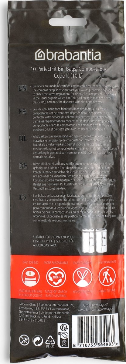 Brabantia Avfallspåse K, 10 liter, 10 st.