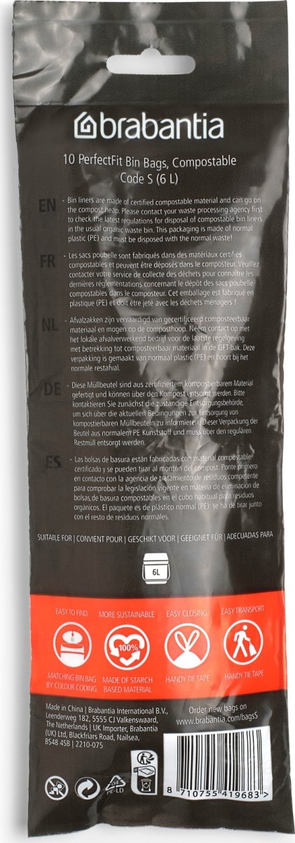 Brabantia Avfallspåse S, 6 liter, 10 st.