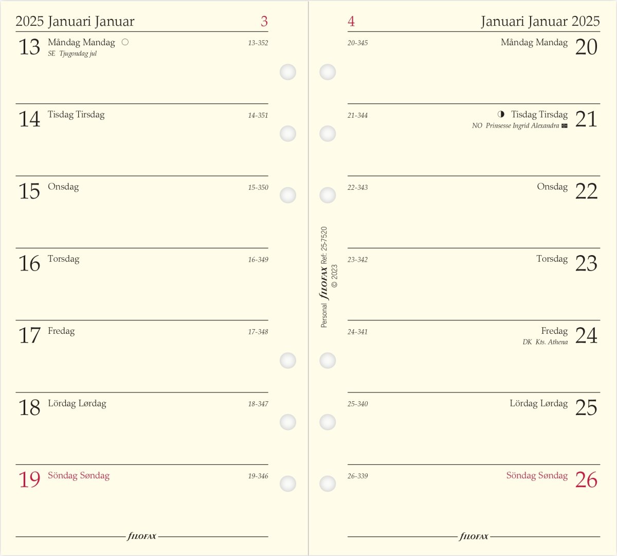Filofax 2025 Refill, Personal, 2 veckor per inlägg