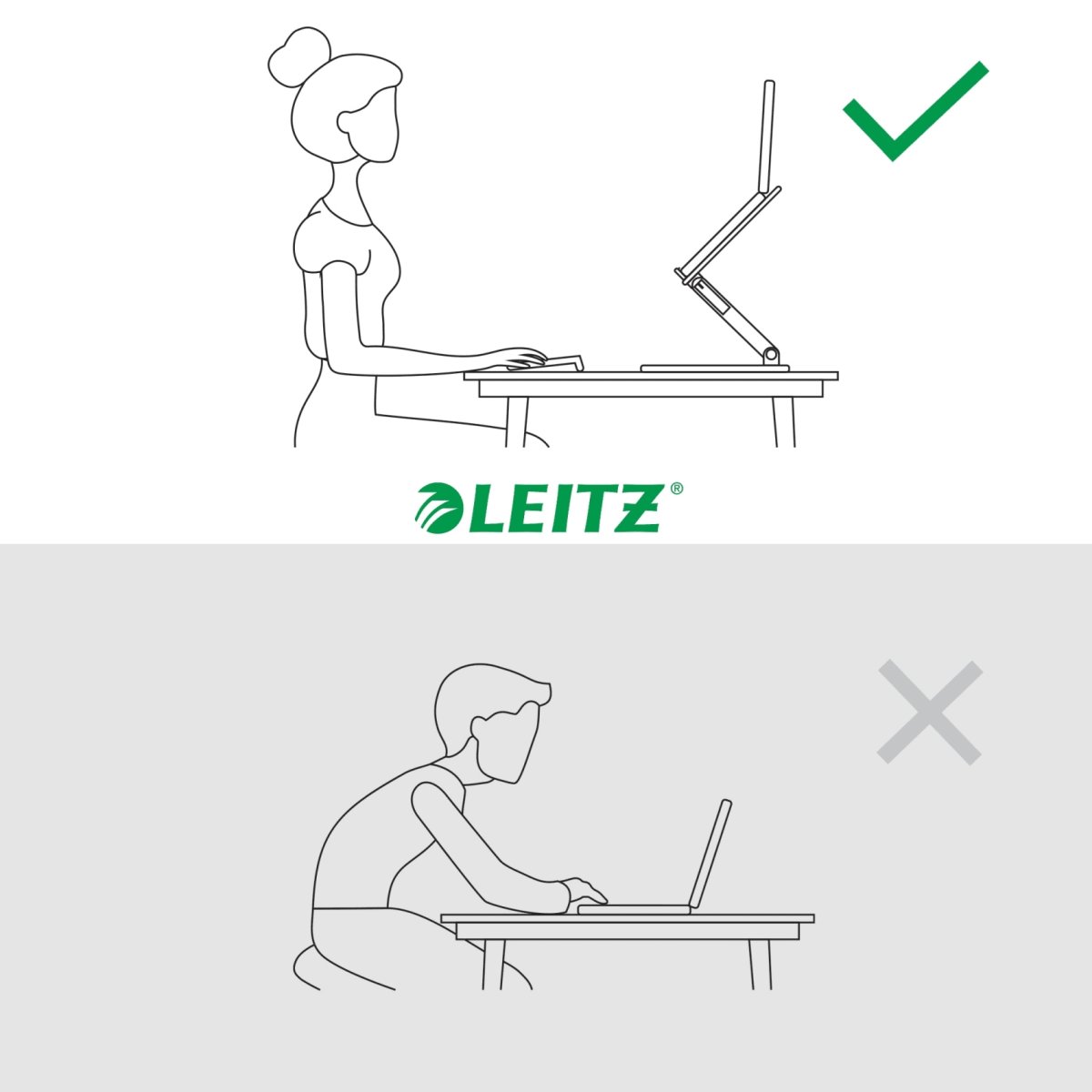 Leitz Ergo datorstativ, justerb. fler vinklar, grå