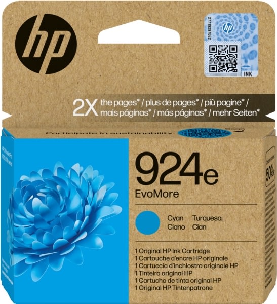 HP 924e EvoMore Original bläckpatron, Cyan