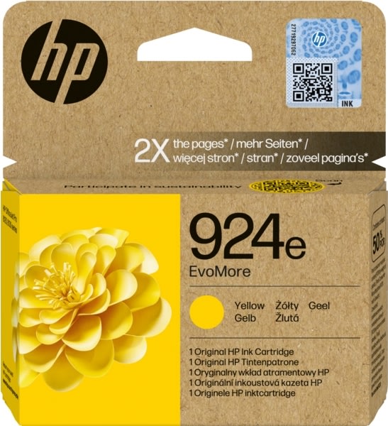 HP 924e EvoMore Original bläckpatron, Gul