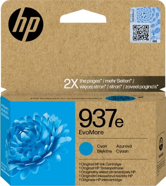 HP 937e EvoMore Original bläckpatron, Cyan