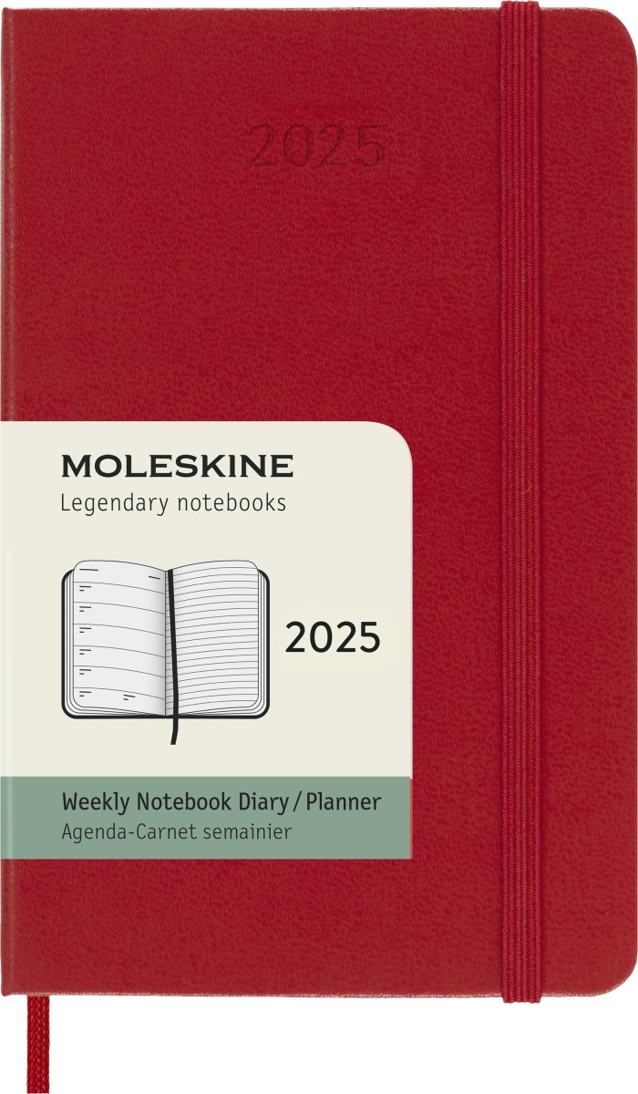 Moleskine 2025 Kalender, H, Vecka, Poc., Röd