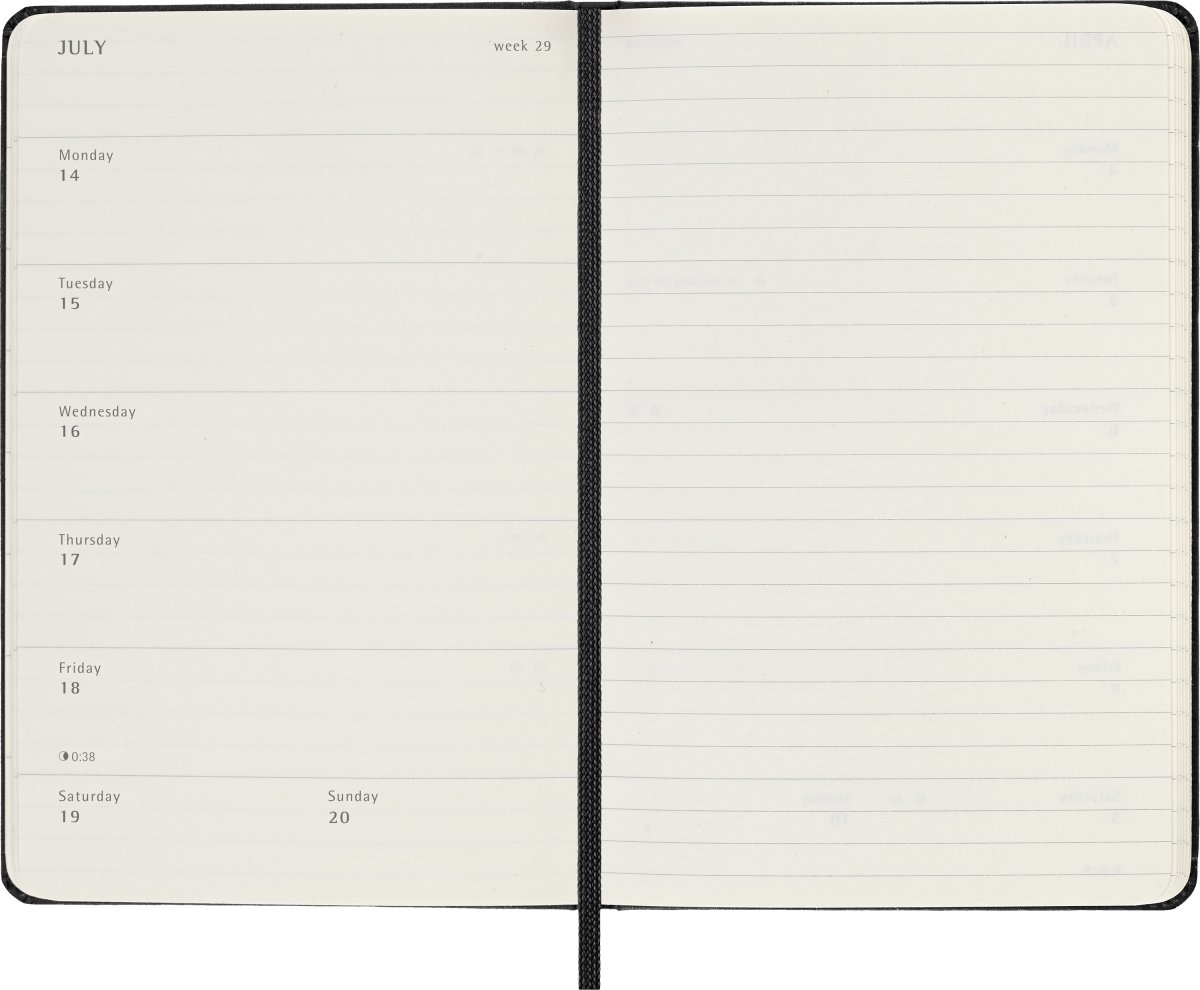 Moleskine 2025 Kalender, H, Vecka, Poc., Sortera