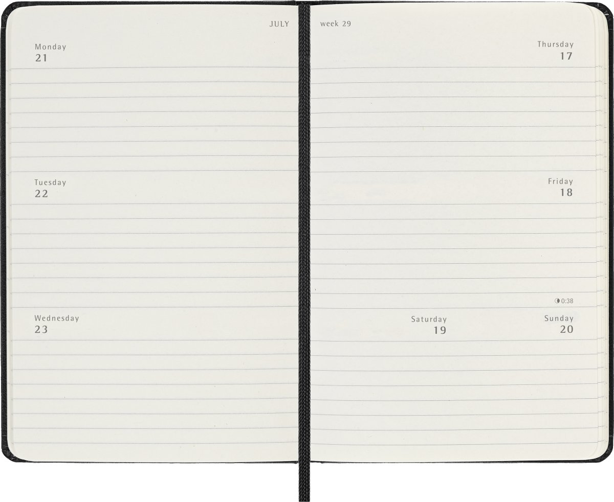 Moleskine 2025 Kalender, H, Vecka h., Poc., Svart