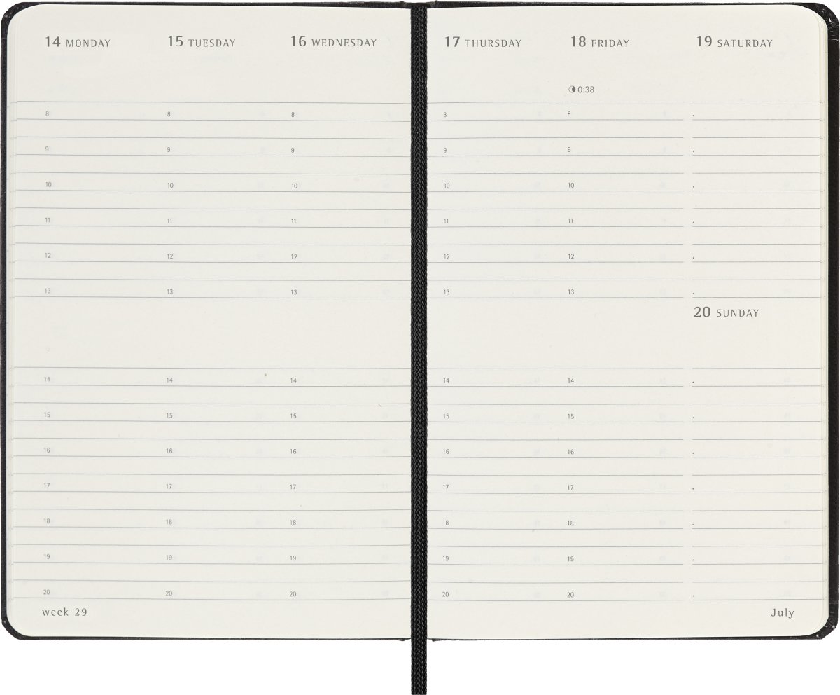 Moleskine 2025 Kalender, H, Vecka v., Poc., Svart