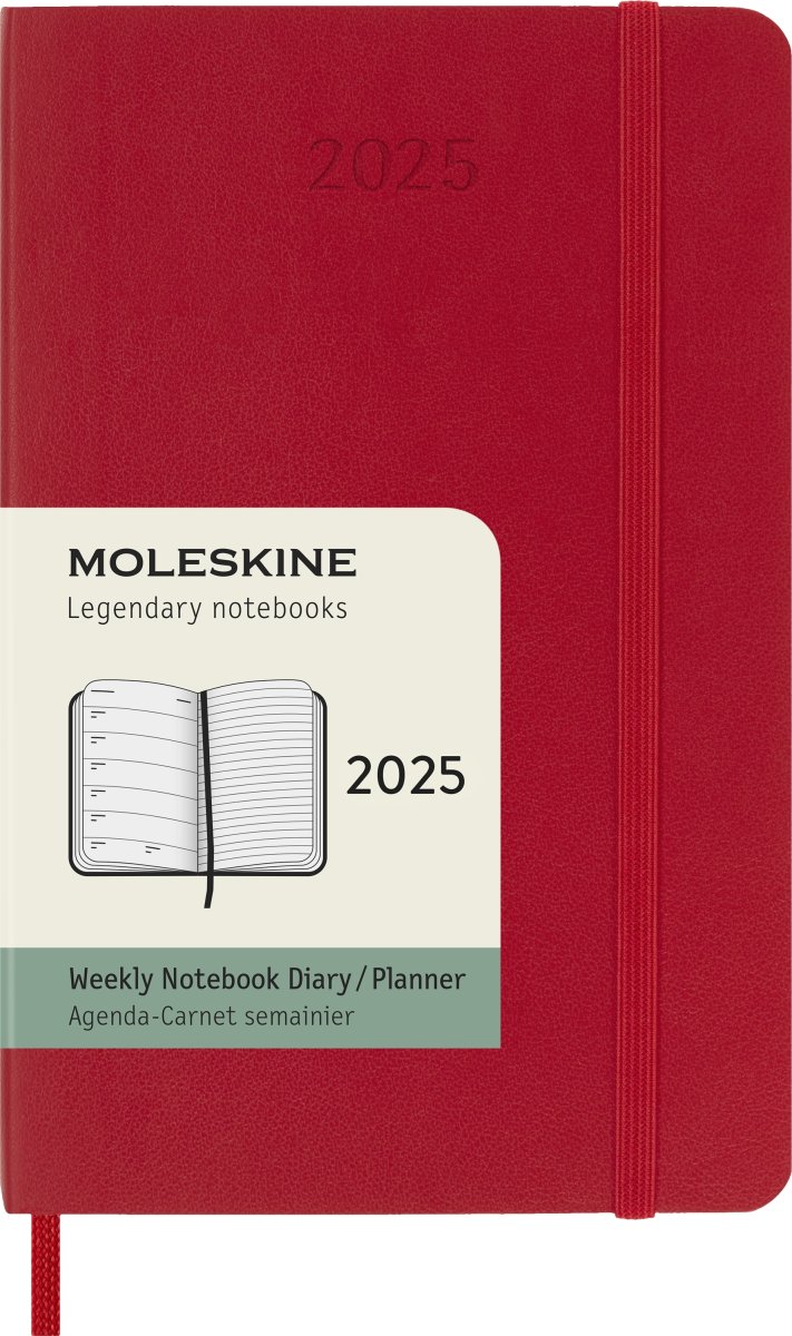 Moleskine 2025 Kalender, S, Vecka, Poc., Röd