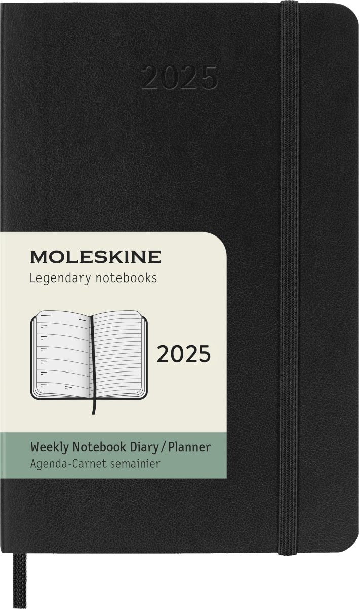 Moleskine 2025 Kalender, S, Vecka, Poc., Svart