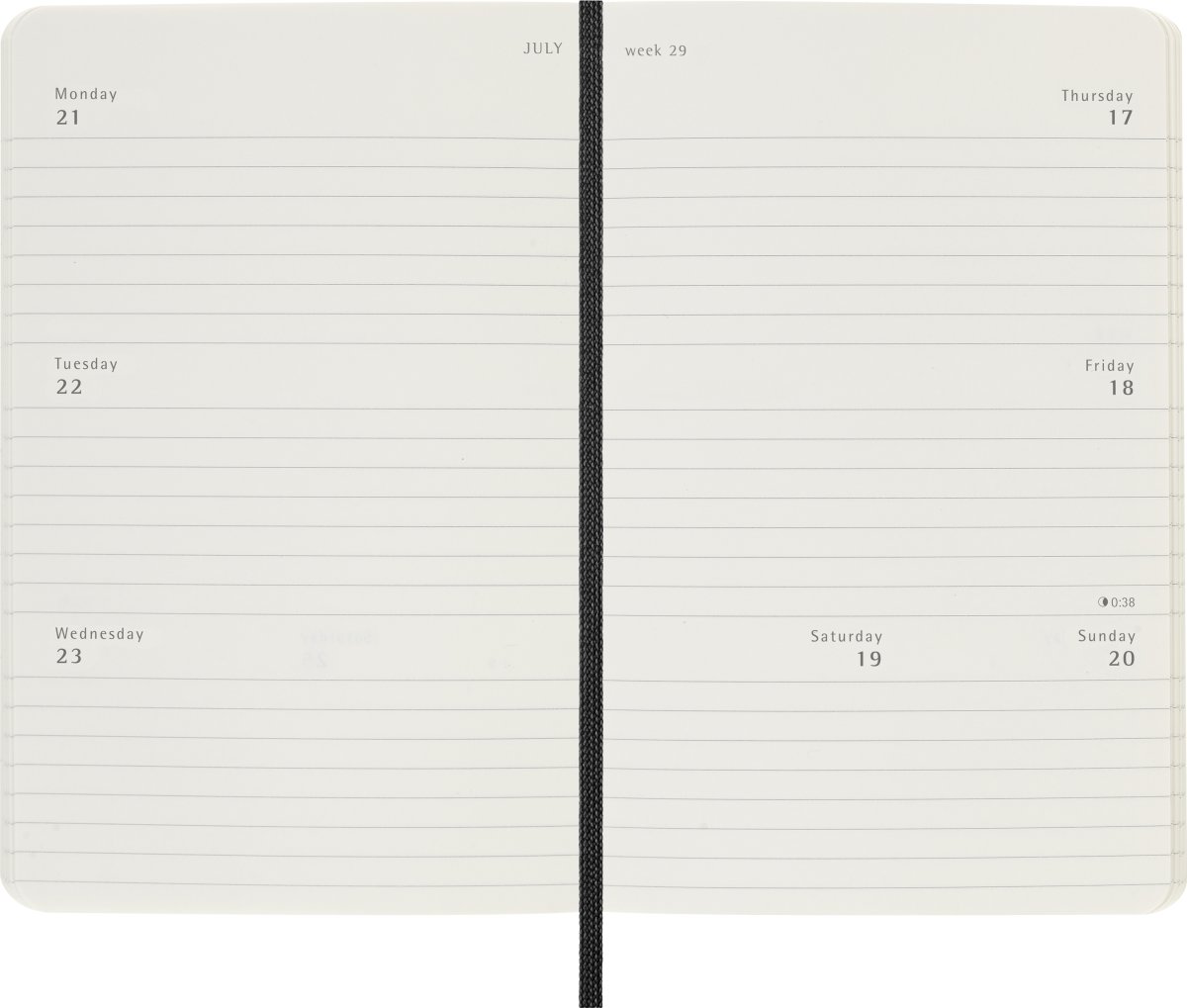 Moleskine 2025 Kalender, S, Vecka h, Poc.