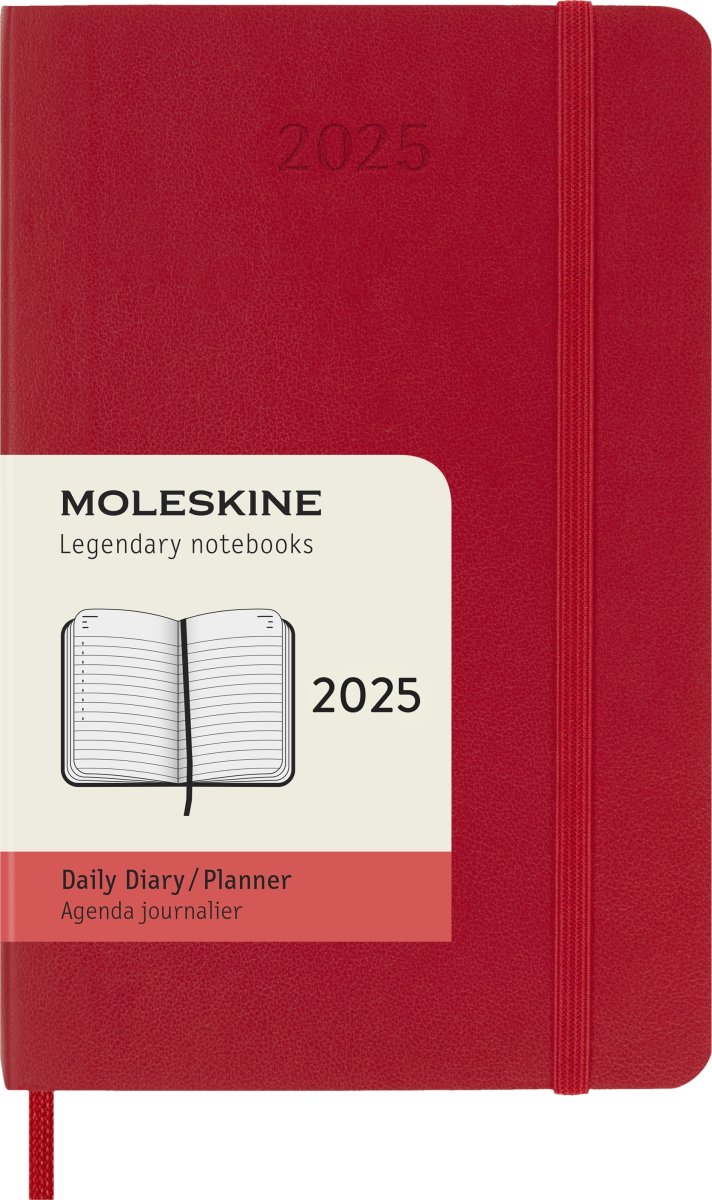 Moleskine 2025 Kalender, S, Dag, Poc., Röd