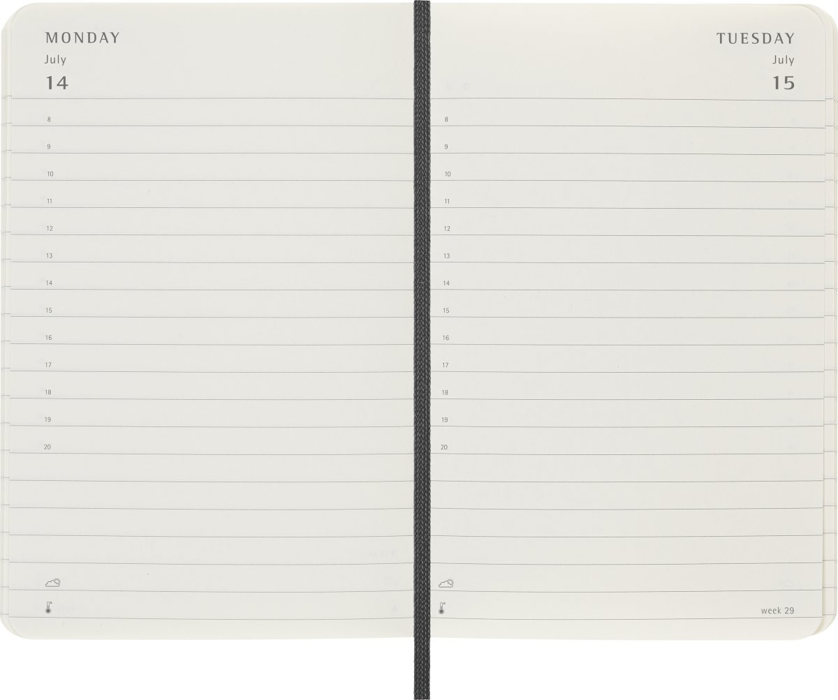 Moleskine 2025 Kalender, S, Dag, Poc., Svart