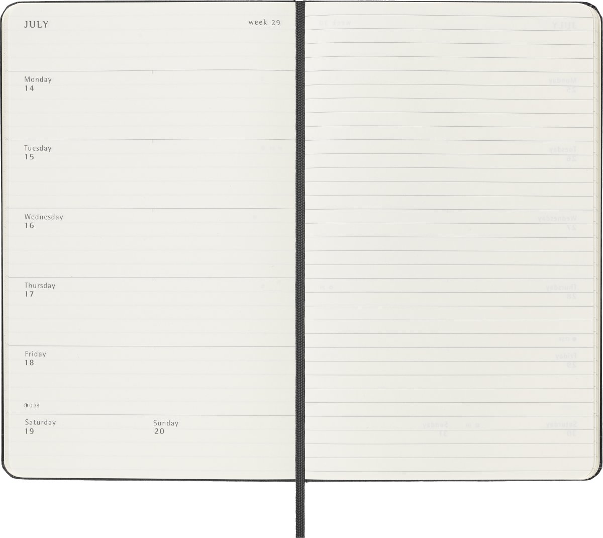 Moleskine 2025 Kalender, H, Vecka, L, Svart