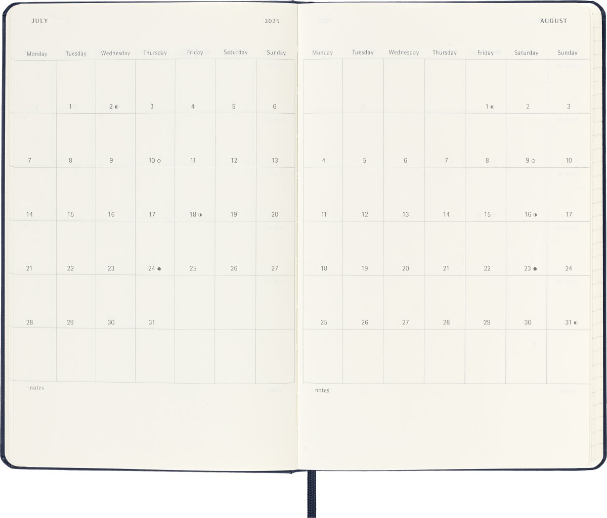 Moleskine 2025 Kalender, H, Vecka, L, Svart