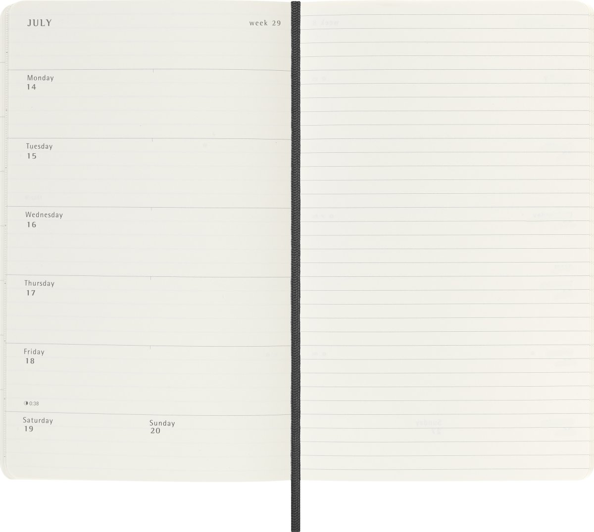 Moleskine 2025 Kalender, S, Vecka, L, Svart