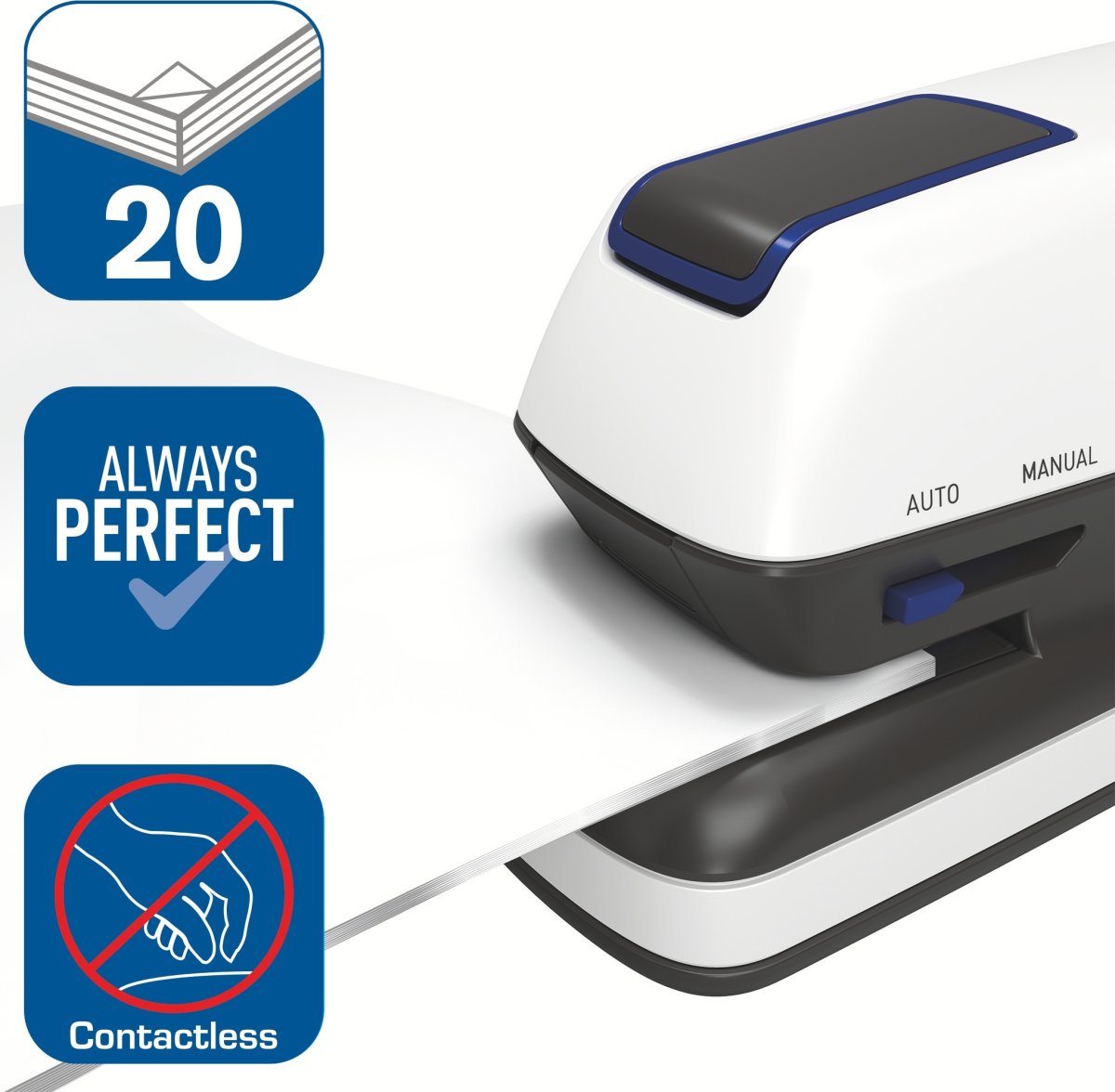 Rapid Optima GripE Elektrisk häftapparat, 20 ark