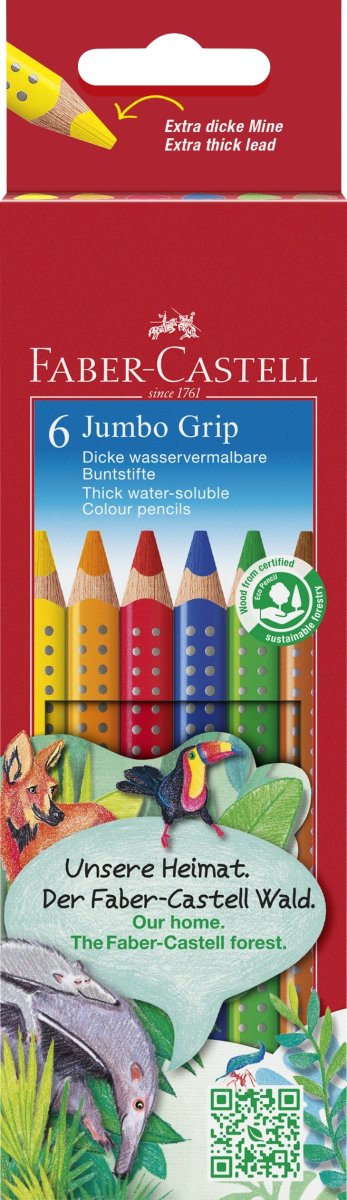 Faber-Castell Grip Crayons Jumbo | 6 färger