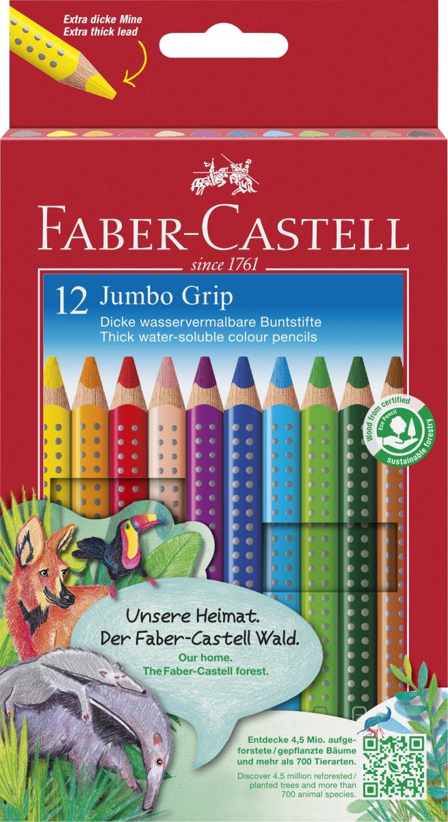 Faber-Castell Grip Crayons Jumbo | 12 färger
