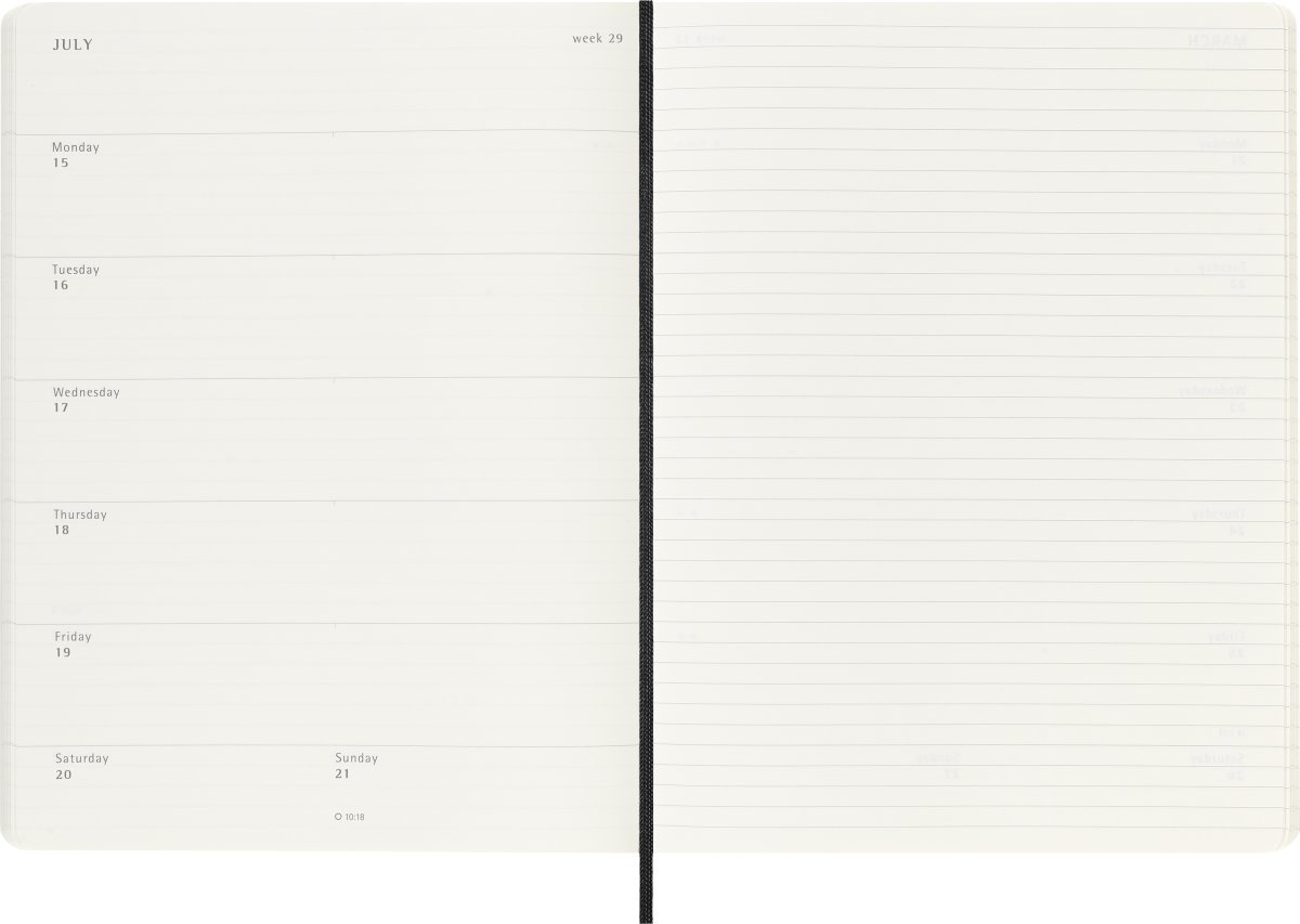 Moleskine 2025 Kalender, S, Vecka, XL, Svart