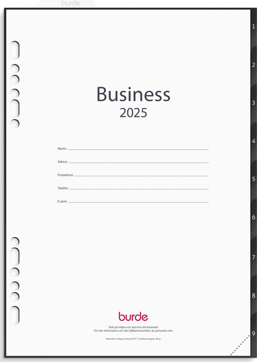 Burde 2025 Kalender grundsats Business