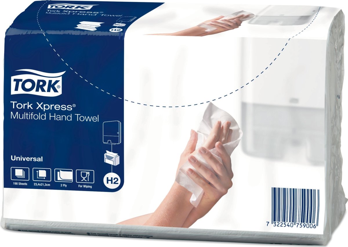 Tork H2 Xpress Uni handduksark, returfiber, 20 pk