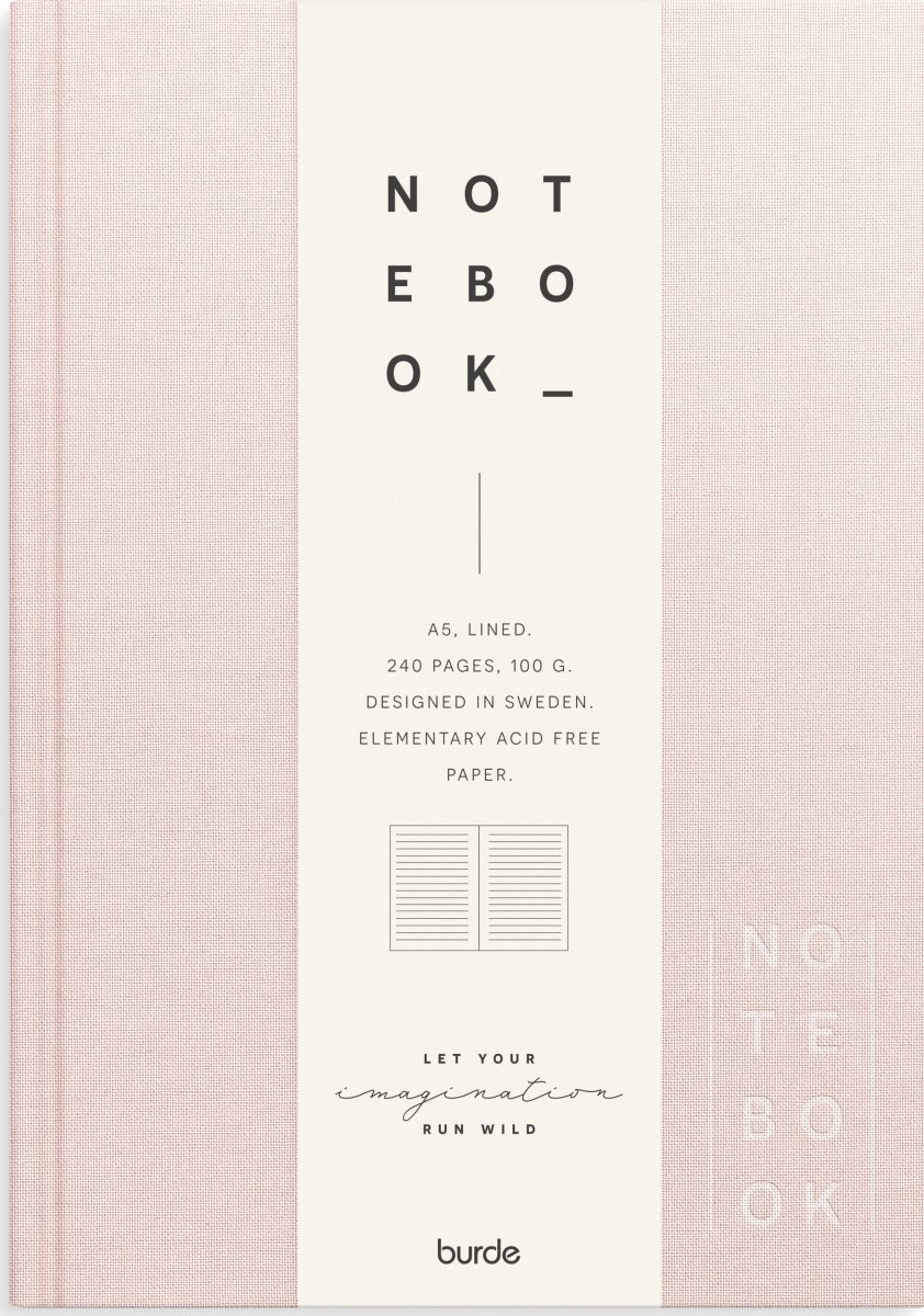 Burde Anteckningsbok | Textil | A5 | Linje | Rosa