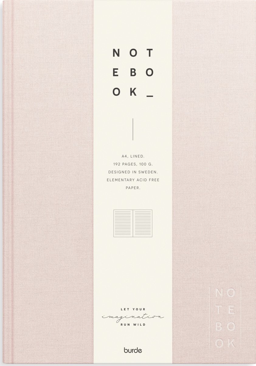 Burde Anteckningsbok | Textil | A4 | Linje | Rosa